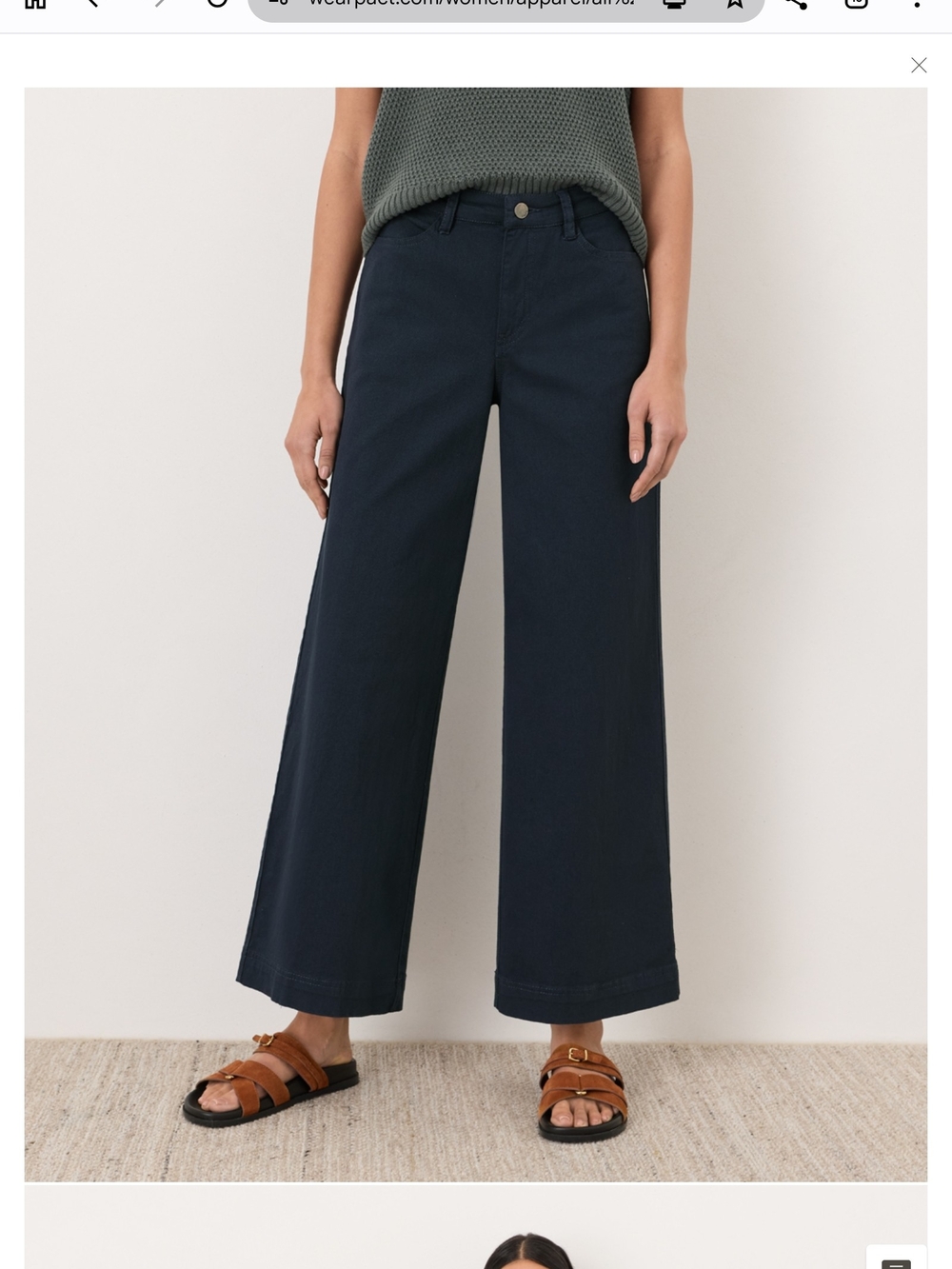 Organic Stretch Twill Wide-Leg Pant in Navy